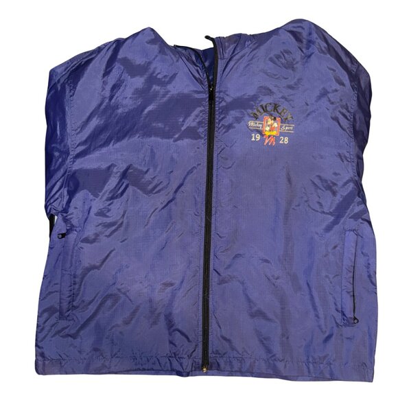 XL Disney Mickey Mouse Windbreaker Jacket Blue Zip Front Vintage Style - Picture 2 of 4
